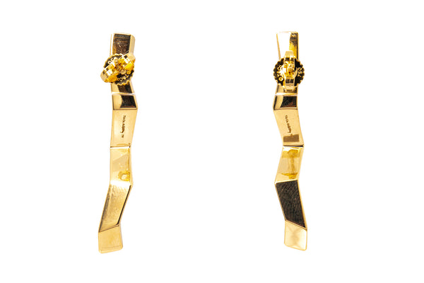 Rare Tiffany & Co Frank Gehry Fold Zig Zag Drop Earrings 18k 750 Yellow Gold