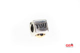 Pandora ALE I Love You Dice Charm 925 Sterling Silver & 14K 585 Yellow Gold Bead