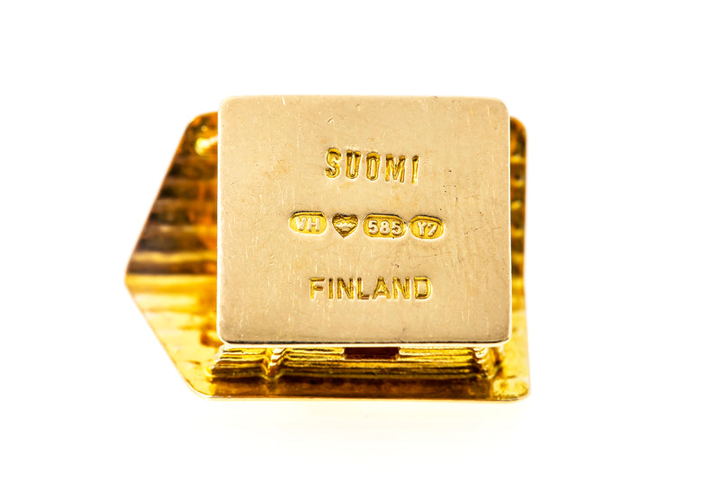Vintage Finland 14k 585 Yellow Gold Sauna Sweat Lodge Charm Pendant