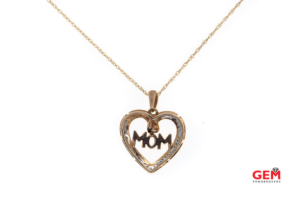 JWBR Kay Jewelers Love Mom Diamond Heart 10K 417 Rose Gold 18" Necklace