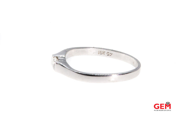 GJ Inc Thin Raise Curved Tension Set Diamond Solitaire Wedding Band 14K 585 White Gold Ring 5 1/2