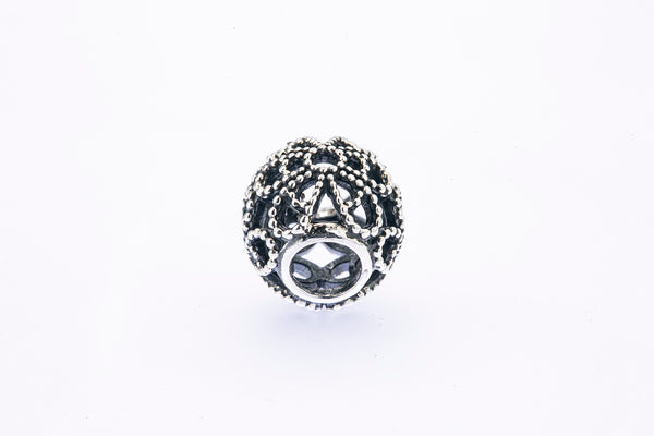 Pandora Flor Calada Filigrana Abalorio de Plata de Ley