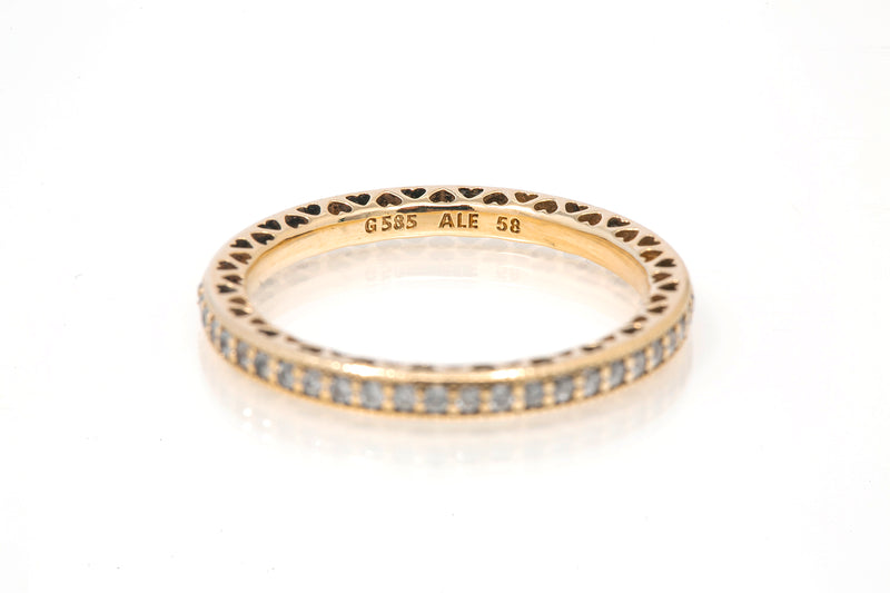 Pandora Sparkle & Hearts 14k 585 Yellow Gold Ring Missing Stone Repair
