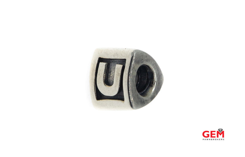 Pandora ALE Alphabet Block Initial Letter "U" S925 Sterling Silver Charm Pendant Bead