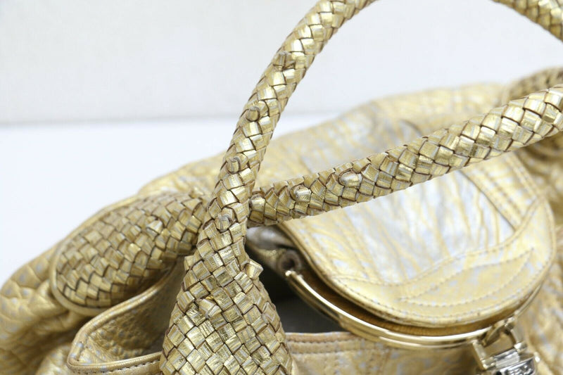 Fendi: Woman's Leather Spy Hobo Bag 130218 Metallic Nappa - Gold