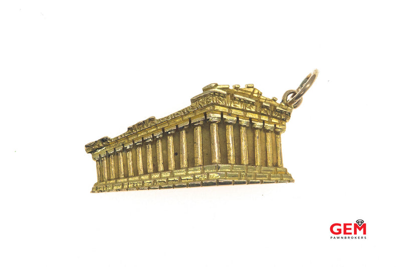 Ancient Greek Pantheon Building 14kt Yellow Gold Charm Pendant 585