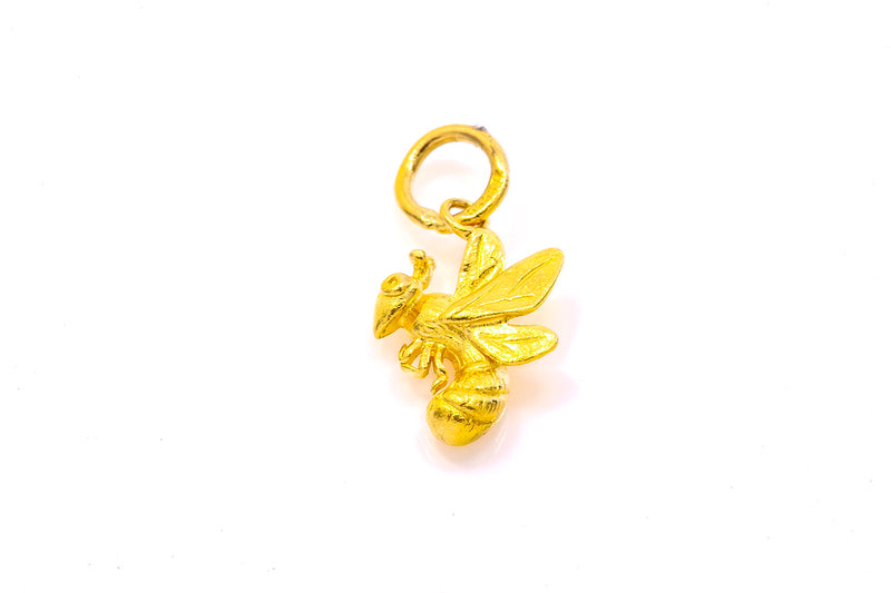 Yellow Jacket Bug Wasp Bee Insect Pendant Charm Yellow Gold 24kt