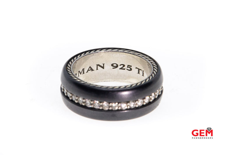 David Yurman Streamline Titanium Diamond 1.35ctw Ring Black Silver 925 Size 10