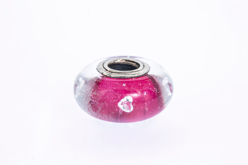 Pandora Cerise Heart Murano Glass Sterling Silver 925 Charm Bead
