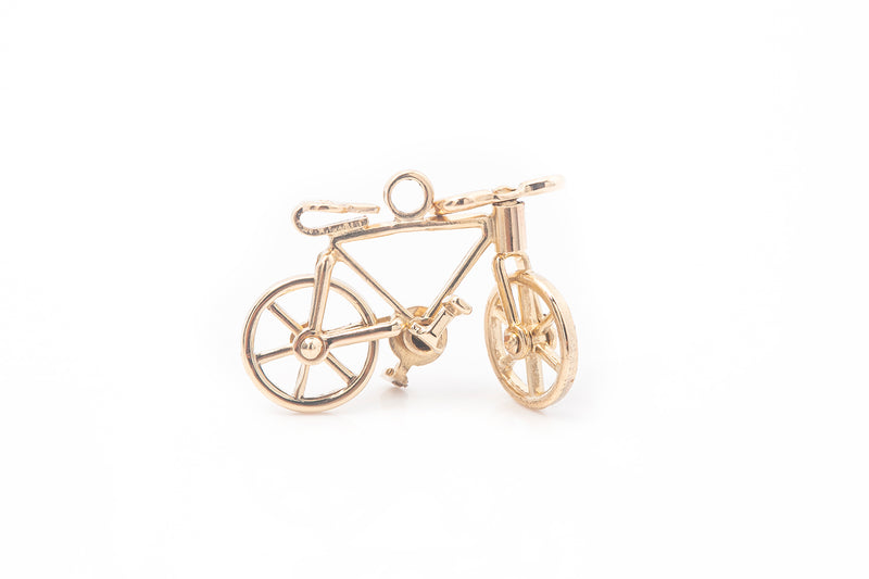 Vintage Bicycle Bike Moving Parts 14k 585 Yellow Gold Charm Pendant