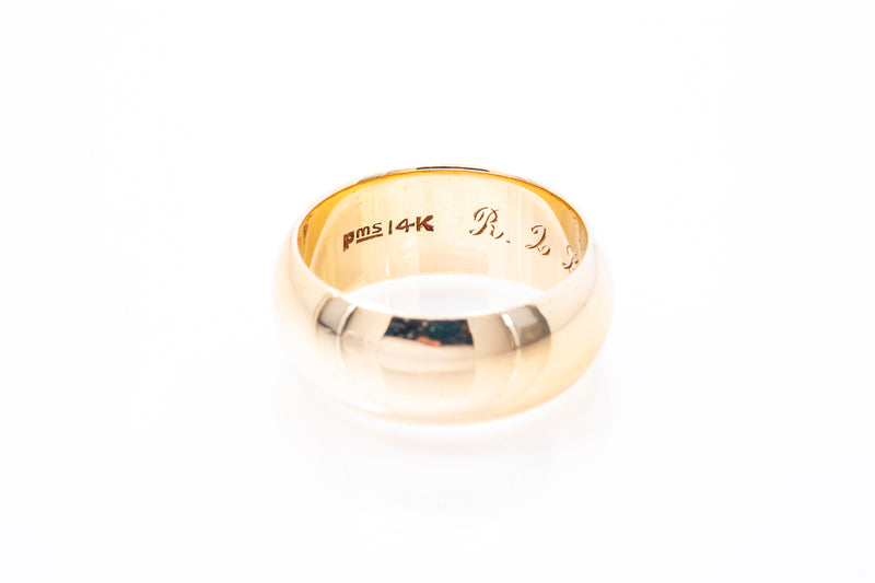 Vintage Premesco 14k Plum 585 Inscribed 1962 Wide Domed Wedding Band Ring Size 6.5