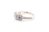Zales Three Stone Diamond & Sapphire 10k 417 White Gold Ring