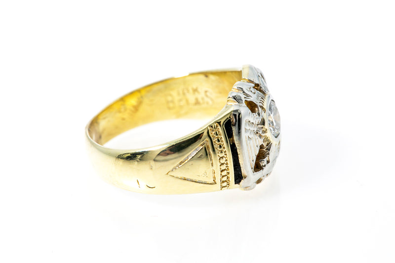 Byzantine 14k 585 Yellow White Gold Eagle Diamond Ring Size 3