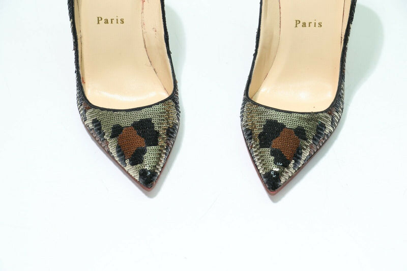 Christian Louboutin Pigalle 120mm Leopard Print Sequined Size 36.5(EUR) Pumps