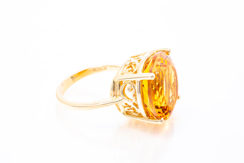 Effy Natural Round 11.03ct Citrine Gemstone 14k 585 Yellow Gold Ring Size 5