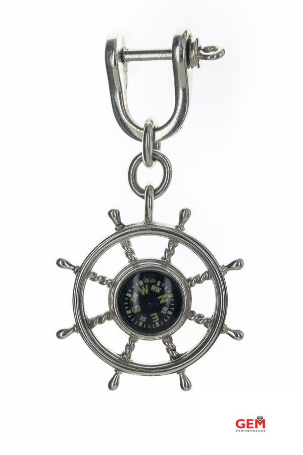 Tiffany & Co Vintage Nautical Helm Compass 925 Sterling Silver Keychain Rare