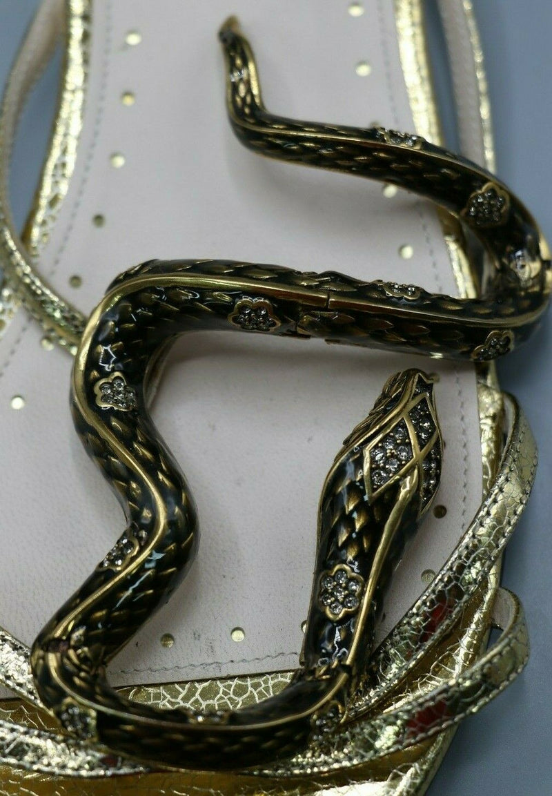 Roberto Cavalli Leather Snake w/Crystals Sandals Women's Size 37/6