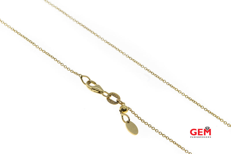 Love Mom Forever Heart Double Rings Interlocking Circles Chain Link Italy 14K 585 Yellow Gold 19" Necklace