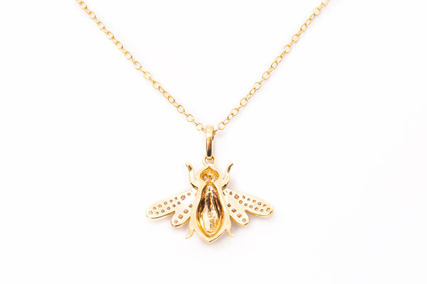 Animal Insect Fly 14k 585 Yellow Gold Diamond Charm Pendant