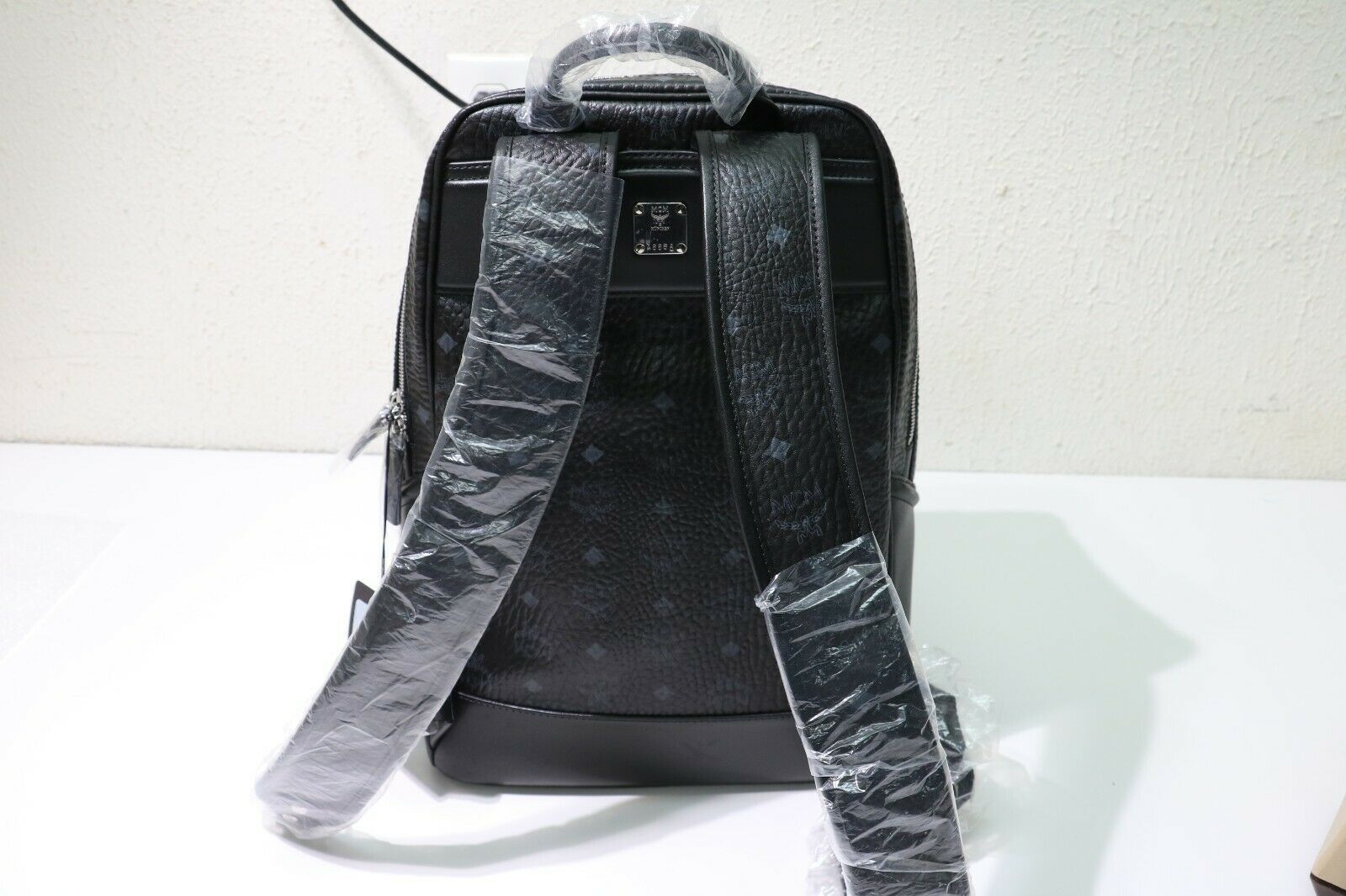 MCM Embossed Calf Leather Large Black Backpack w/ Silver Hardware Buy MCM Backpack Calfskin Silver Black | Maxuria main image 4