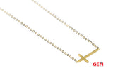 Asymmetrical Italy Arezzo 1.2mm Chain Link Cross Solid 14K 585 Yellow Gold 23.8" Necklace & Charm