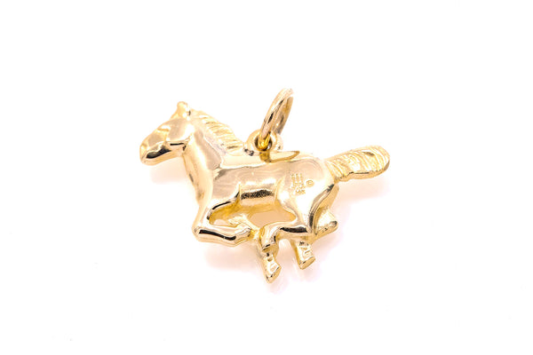 James Avery Rare Running Free Horse Pendant Equestrian Stallion 14k 585 Yellow Gold
