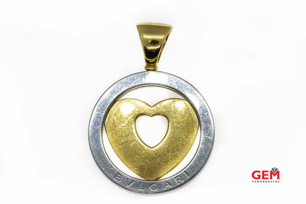 Bvlgari Bulgari Heart Circle Charm Stainless Steel & 18K 750 Yellow Gold Pendant