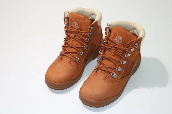 TIMBERLAND 6 INCH Field Boot Brick Orange Off White Big Kids Size 4.5