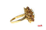Opal & Garnet Cocktail 14K 585 Yellow Gold Ring Size 6