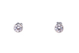 Cubic Zirconia Bezel Set 6mm Studs 925 Sterling Silver Pair of CZ Earrings