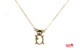 Thin Dainty 1.3mm Chain Link Diamond Panda Teddy Bear Charm Outline 14K 585 Yellow Gold 15.25" Necklace