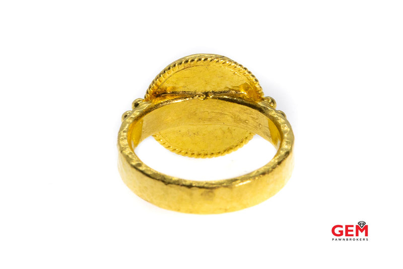 ARA 24k Hammered Yellow Gold Rose Diamond Ring Size 6.5 Designer Cocktail