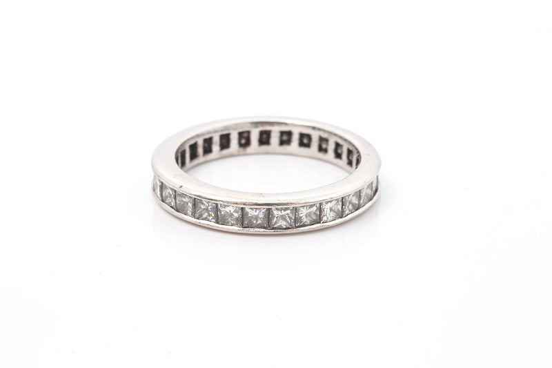 Princess Cut Diamond Eternity Band Ring Platinum Bezel Channel Set Size 7