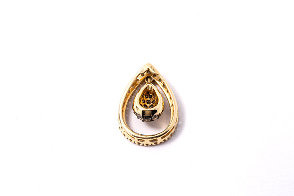 LeVian 3/4ct Diamond Pave Swing Teardrop Charm 14K 585 Yellow Gold Pendant