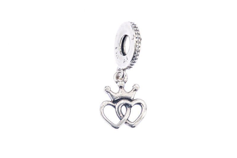 Pandora Dangle Crowned Hearts Sterling Silver Bead Charm