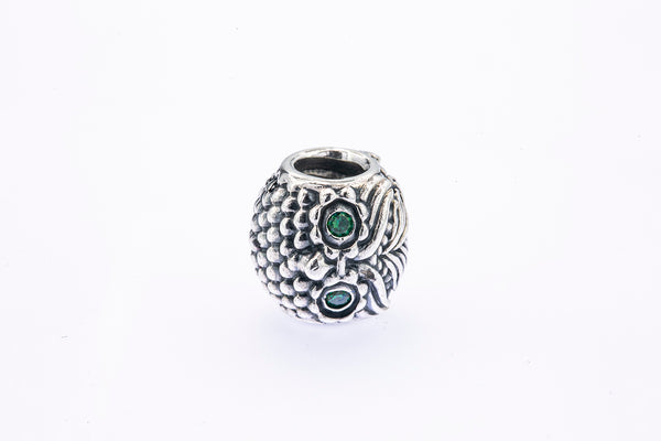 Pandora Wise Owl Green Cubic Zirconia Eyes Sterling Silver Bead Charm