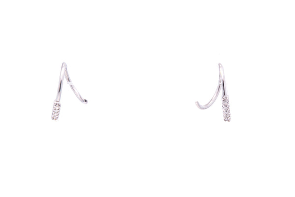 Bony Levy Spiral Coil Diamond Threader 18k 750 White Gold Earrings