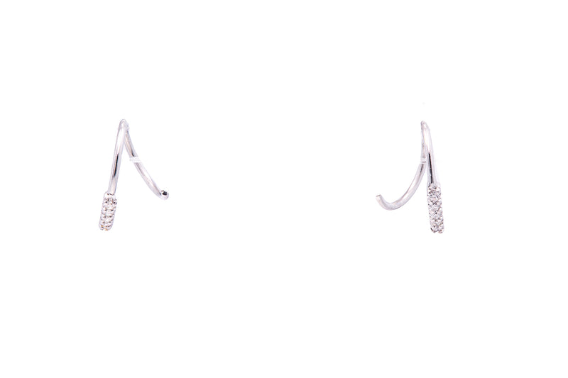 Bony Levy Spiral Coil Diamond Threader 18k 750 White Gold Earrings