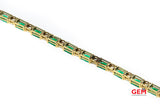 Cubic Zirconia & Emerald Cut Green Stone Tennis Bracelet 14k 585 Yellow Gold