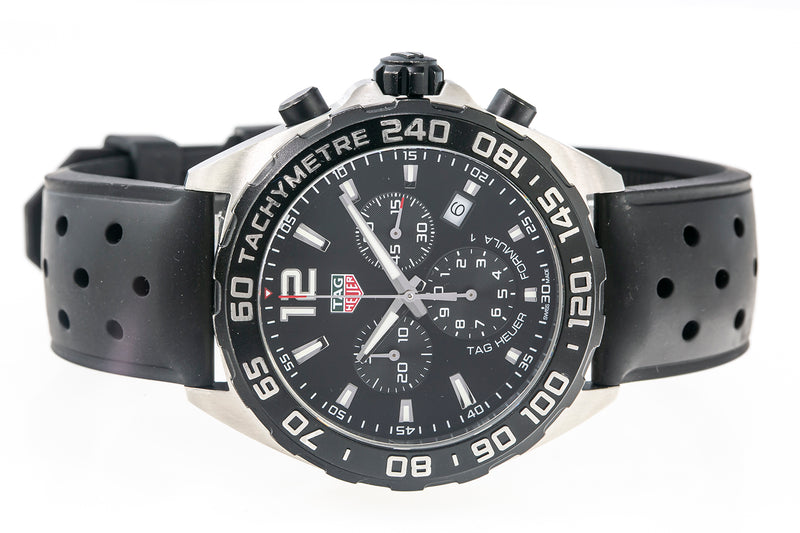 Tag Heuer Formula 1 CAZ1010 44mm Black Dial Mens Steel Rubber Watch