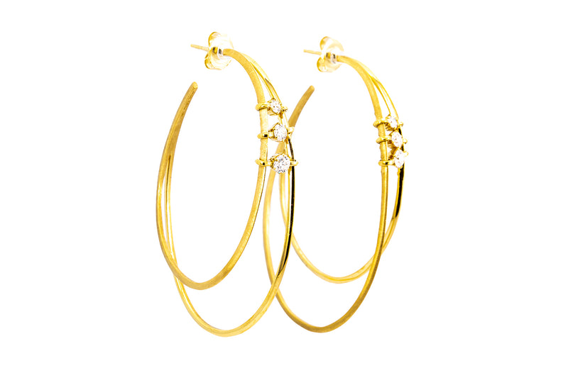 Jade Trau Penelope Diamond Hoop Earrings 18k 750 Yellow Gold Retail $4000