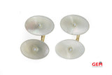 14 KT Yellow Gold Shell Mother of Pearl Bridge Cufflinks