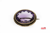14KT Yellow Gold Oval Amethyst Brooch Lapel Pin