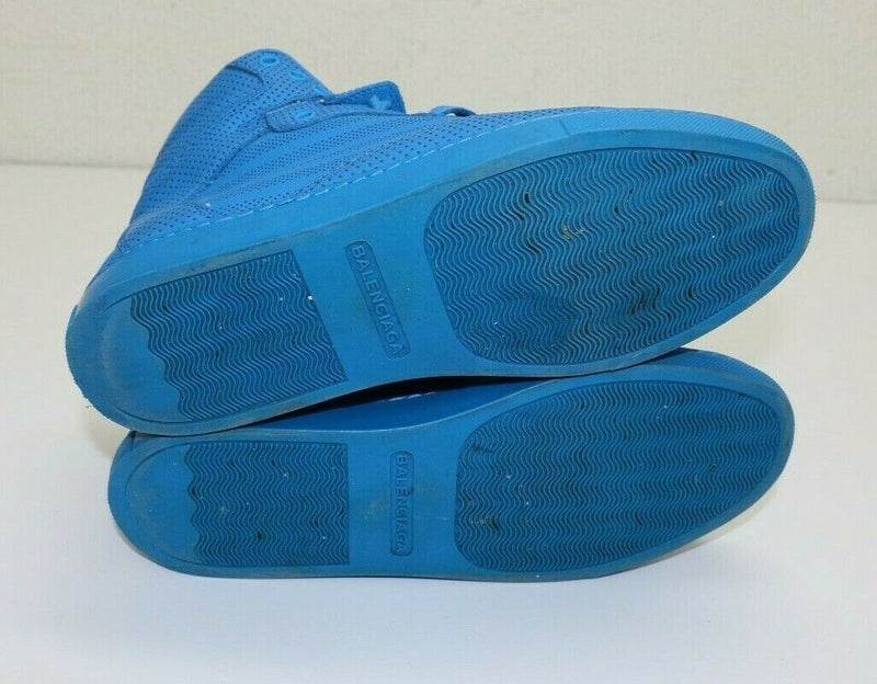 Balenciaga Perforated Monochrome Women's High Top Sneaker Cyan Blue Size 39 US 9