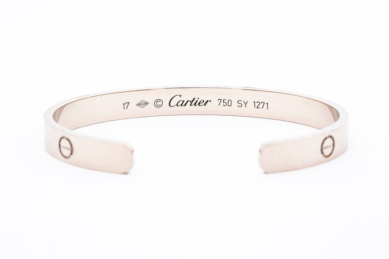 Cartier Love Cuff Bangle Size 17 18k 750 White Gold