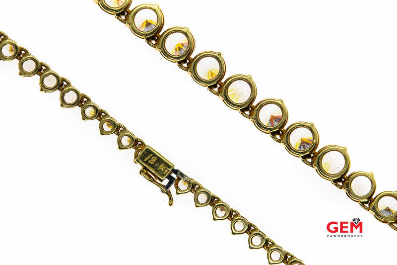 Cubic Zirconia 18k 750 Yellow Gold Graduated CZ Tennis Necklace Chain