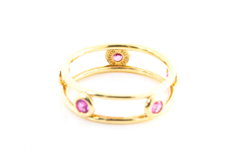 Elsa Peretti Round Pink Sapphire Yellow Gold 18k 750 Ring Size 5.5