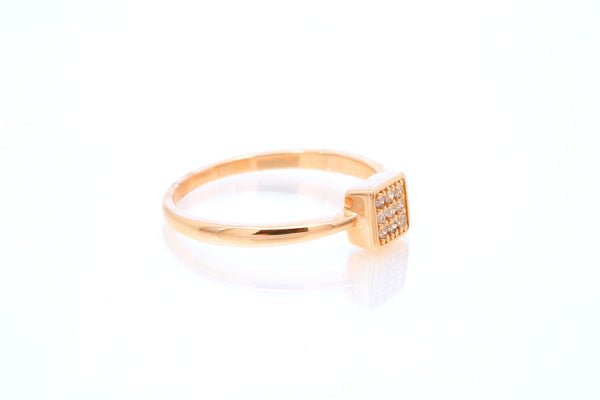 SNJ Geometric Stackable Square Diamond 14k 585 Rose Gold Band Ring Size 7