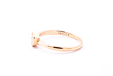 SNJ Diamond Pave Geometric Hexagon Wire Band 14K 585 Rose Gold Ring Size 7