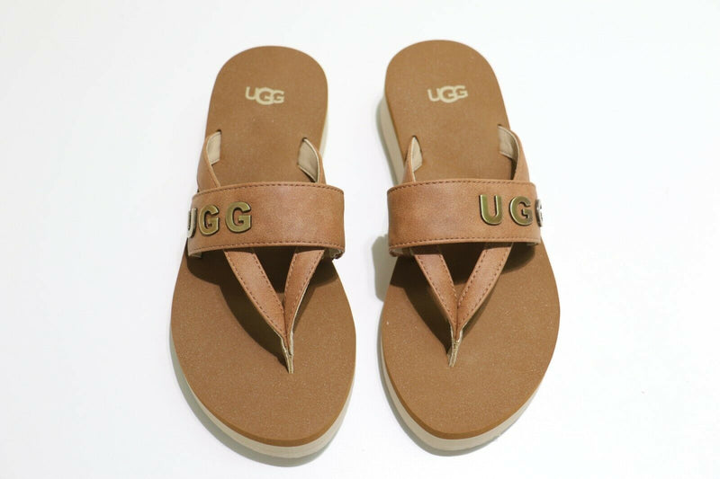 Ugg: Australia Woman's Size 6 US & 39 EU Luna Logo With Charm Sandal - Brown